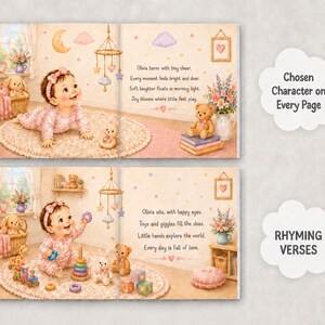 Personalized First Birthday Book, Custom Baby Girl Name Story Book, 1st Birthday Keepsake Gift, Baby Birthday Book image 5