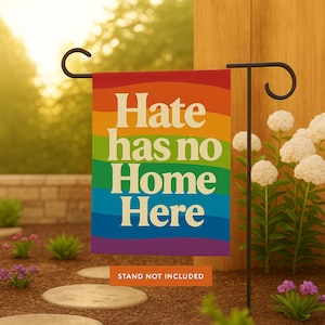 Gay Pride Garden Flag, Hate Has No Home Here Flag, LGBTQ Flag, We Rise By Lifting Others, Social Justice Yard Flag, Community Garden Flag