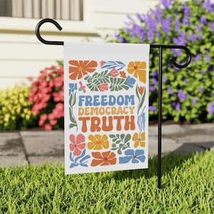 Freedom Democracy Truth  Flag, No Kings Flag, Anti-Trump Political Protest March, Patriotic Anti-Authoritarian Lawn,Pro-Democracy Resistance