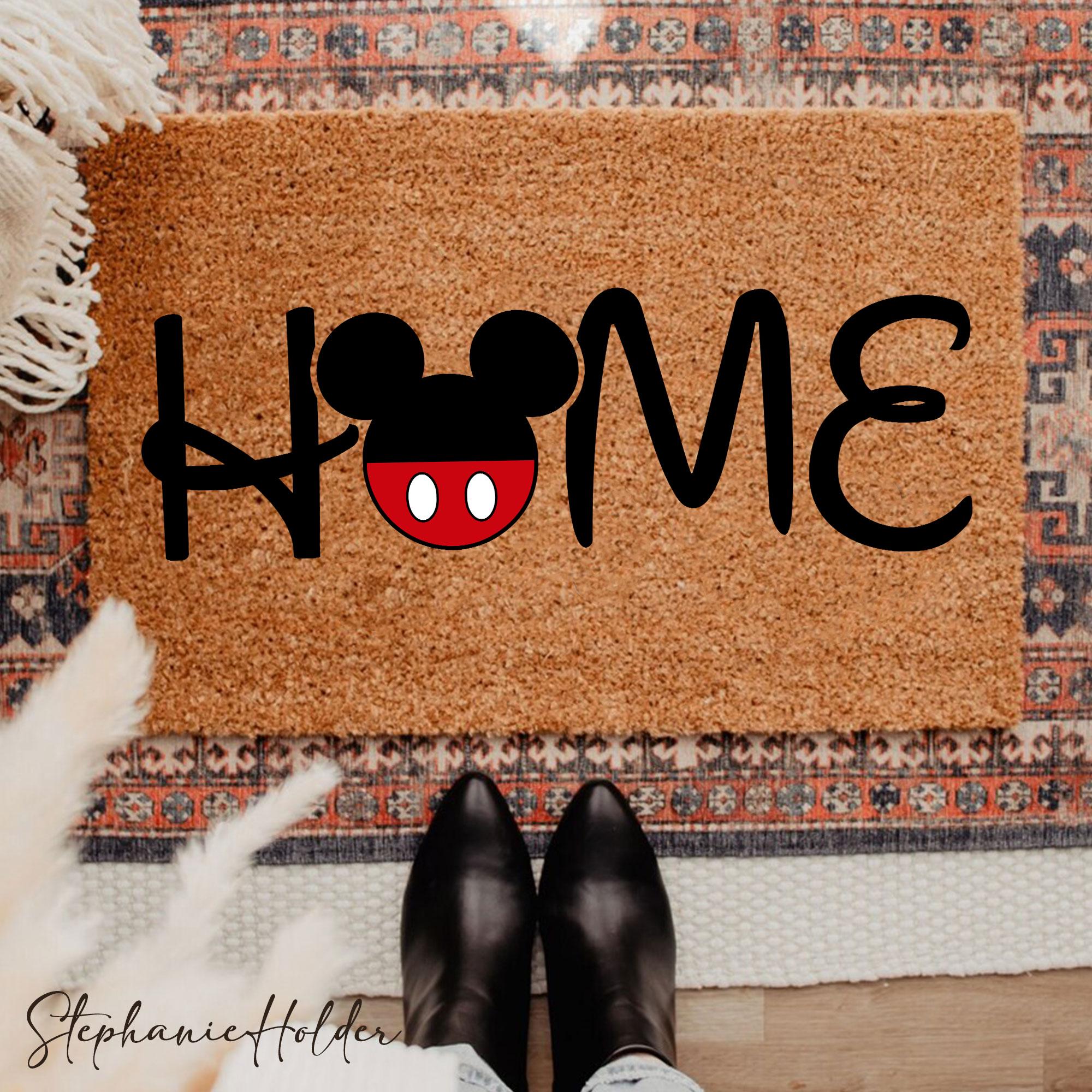 Discover Mouse and Friends Holiday Welcome Mat, Christmas Doormat, Cartoon Characters Winter Entryway Decor