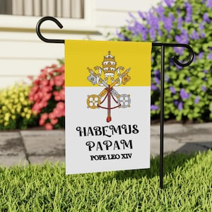 Bandiera di Papa Leone XIV, regalo di bandiera cattolica da giardino Habemus Papam, cartello da giardino con la scritta "Nuovo Papa 267", regalo di striscioni religiosi per lui o per lei