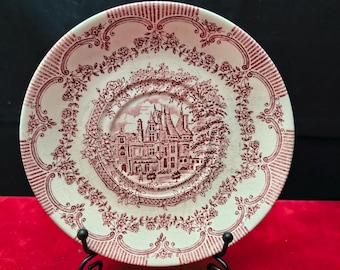 English Ironstone Tableware | Meerdere Schoteltjes (diameter 14 | hoogte 2,5 cm) 'Waddesdon Manor' decor in Roze | Vintage - Onvolkomenheid