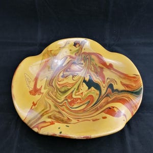 French Bowl | Handmade marbled French pottery (fruit) bowl (diameter 25 | height 7 cm) mixed ochre and terracotta colours
