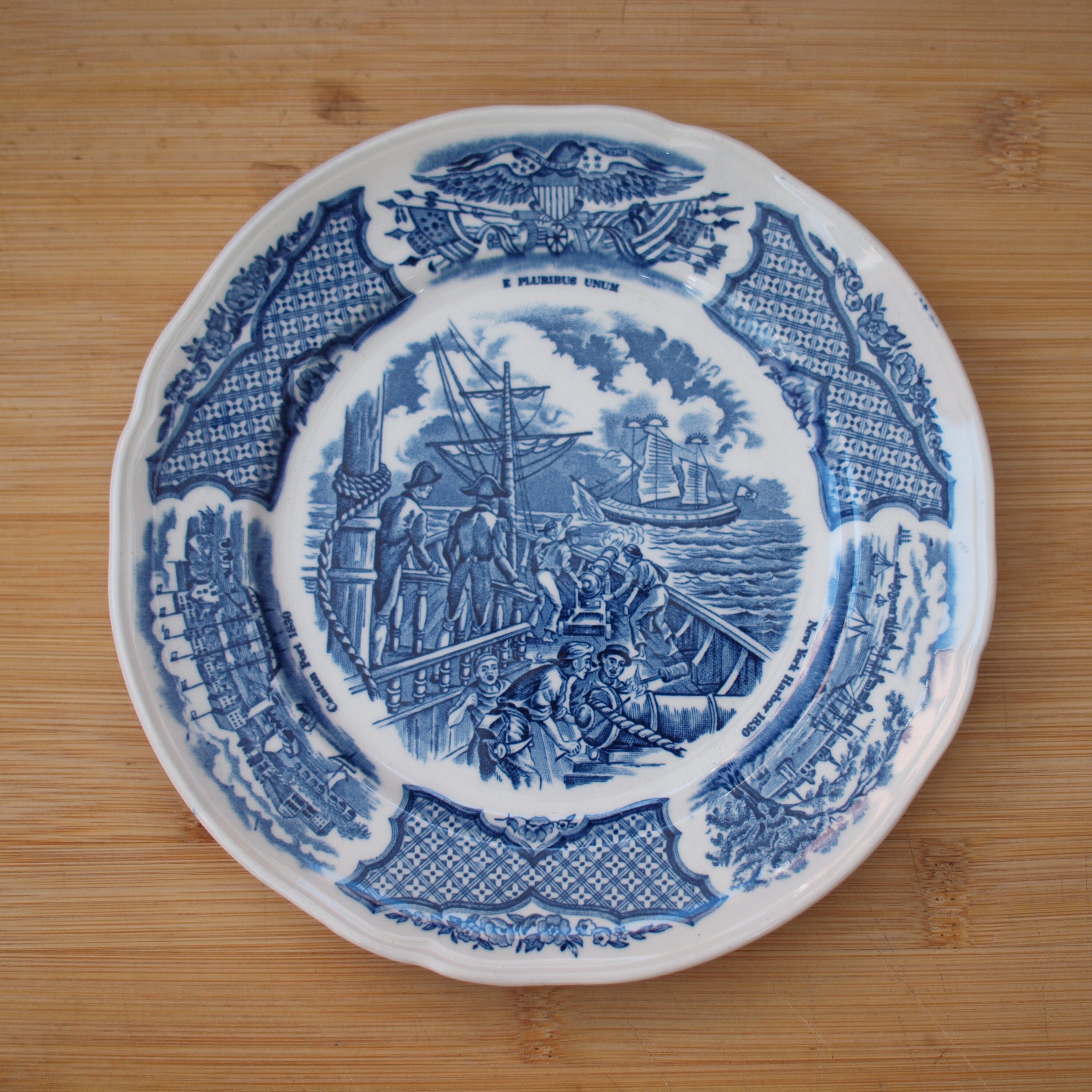 Alfred Meakin | Multiple Salad plates (diameter 17.5 cm | height 2 cm) 'Fair Winds' motif in blue color | Vintage
