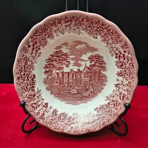 J. & G. Meakin | Schaal Rond geschulpt (diameter 16,5 cm | hoogte 4,5 cm) met 'Merrie England | Chequers' motief in Roze kleur | Vintage