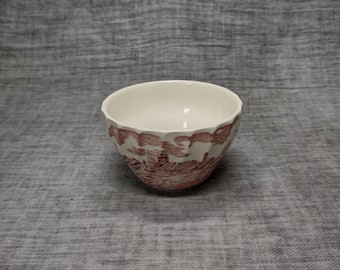 Myott | Sugar bowl Sugar bowl Bowl (diameter 9.0 cm | height 5.5 cm) with 'Castles' motif in pink color | Vintage