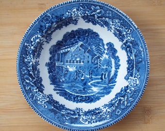 Enoch Wedgwood | Meerdere Kommen Schalen (diameter 16 cm | hoogte 4 cm) 'Avon Cottage' in blauwe kleur | Vintage