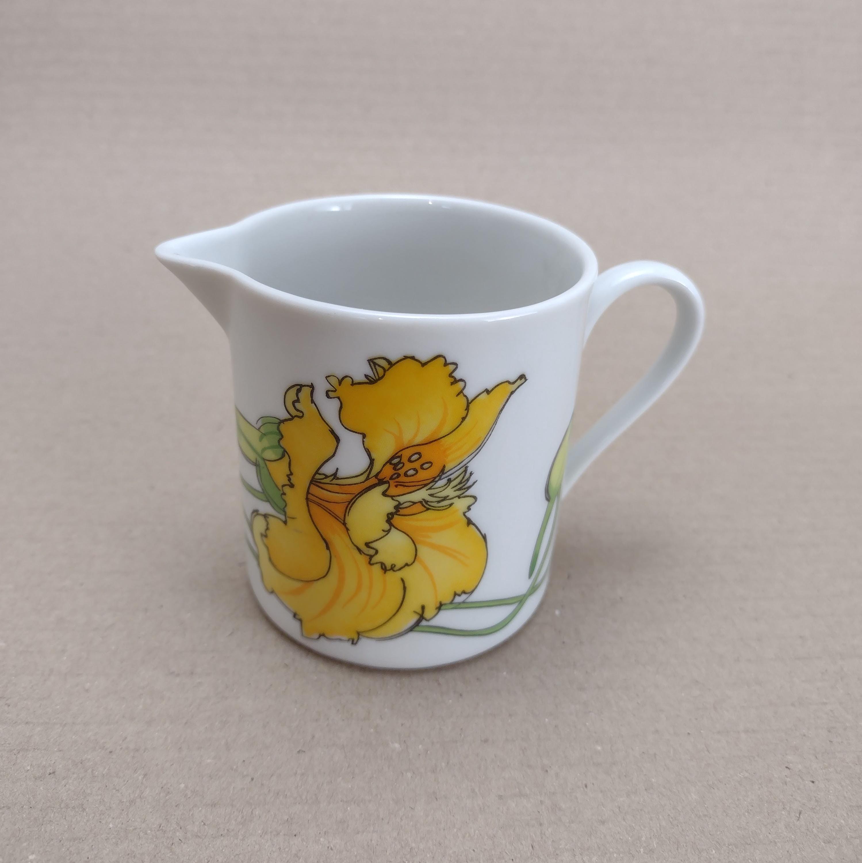 IKEA | Milchkännchen (Durchmesser 6,5 cm | Höhe 7 cm | Breite Ausguss bis Henkel 10 cm) „Krasse Herrgården“ Sommerblumen Walfridson | Vintage