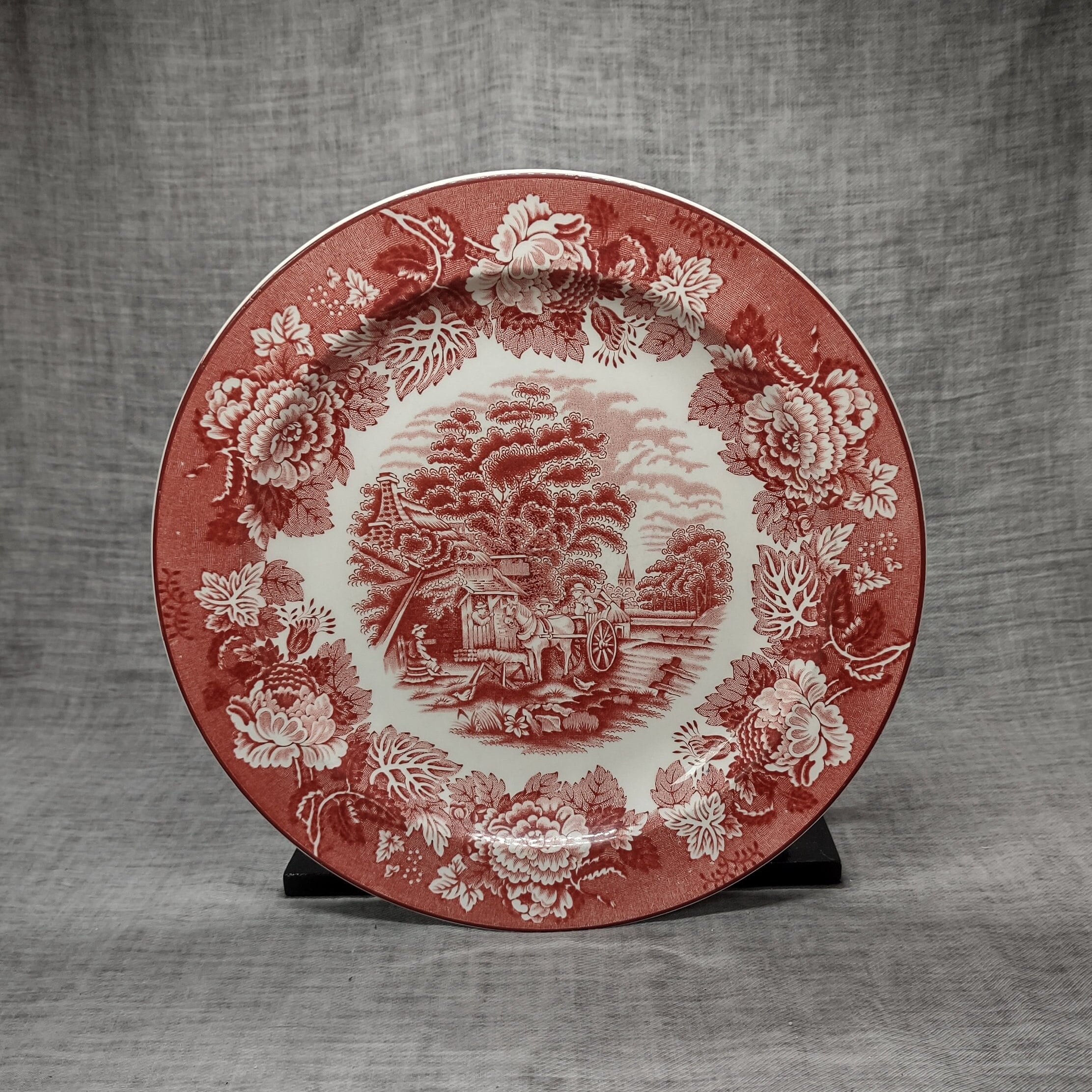 アンティーク wood&sons 英国 enoch wood's 赤絵 2枚 皿 English Scenery Enoch Woods Ware 10