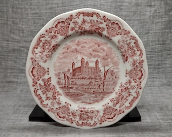 Unicorn Tableware | Multiple Breakfast plates Flat plates (diameter 19.5 | height 2 cm) &#39;Royal homes of Britain&#39; motif pink color | Vintage
