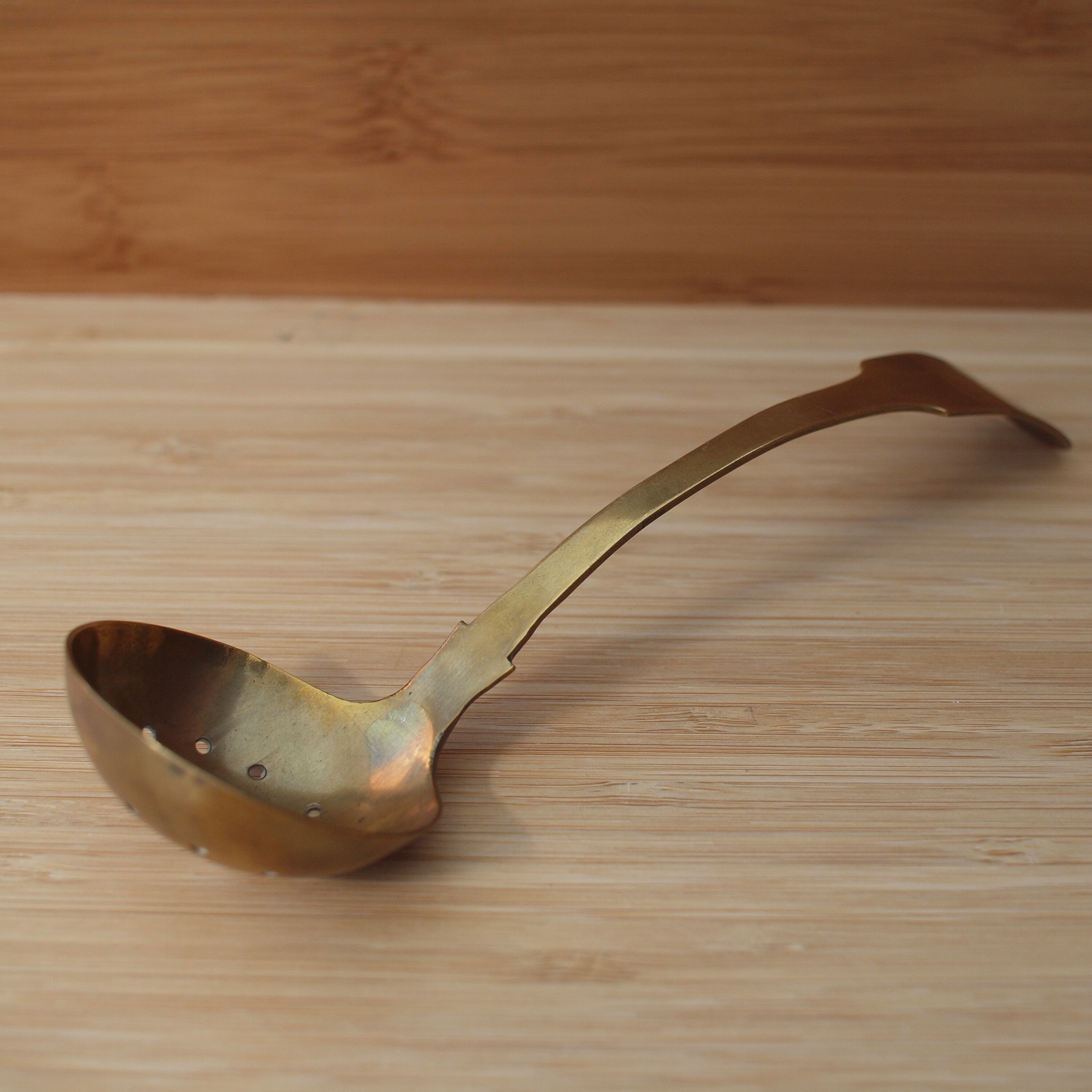 Straw spoon Tea strainer Strainer | Brass (spoon diameter 4.5 cm | handle length 13.5 cm | total length 16 cm) | Vintage