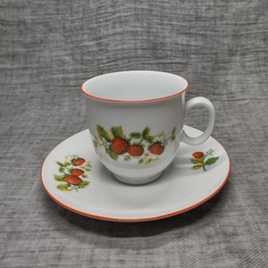 ボヘミア |マルチカップ (直径 7 | 高さ 6.5 cm) とソーサー (直径 13 | 高さ 2 cm) Carisbad 'Porcelaine Fine de Bohéme' |ビンテージ