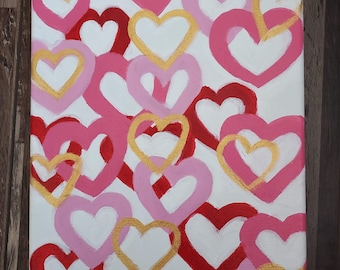 Abstract Heart Acrylic Canvas Hand Painting