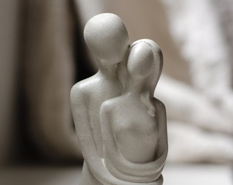 Embracing Couple Cement Figure