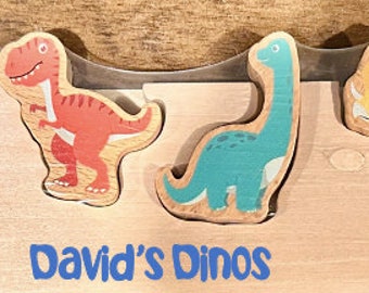 12" x 3" PERSONALIZED Dino Die Cut Shape Simple Puzzle.  Great Stocking Stuffer!