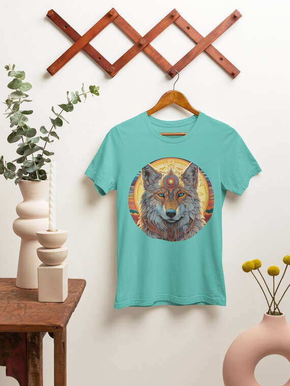 トップス wolf's head shirt Tribal Wolf's Head Short Sleeve T-shirt - Unisex Nature-inspired