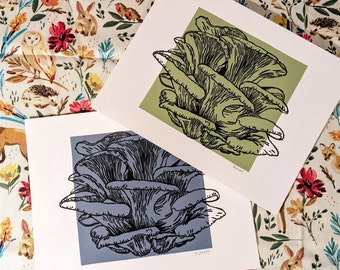 Mushroom Linocut Print