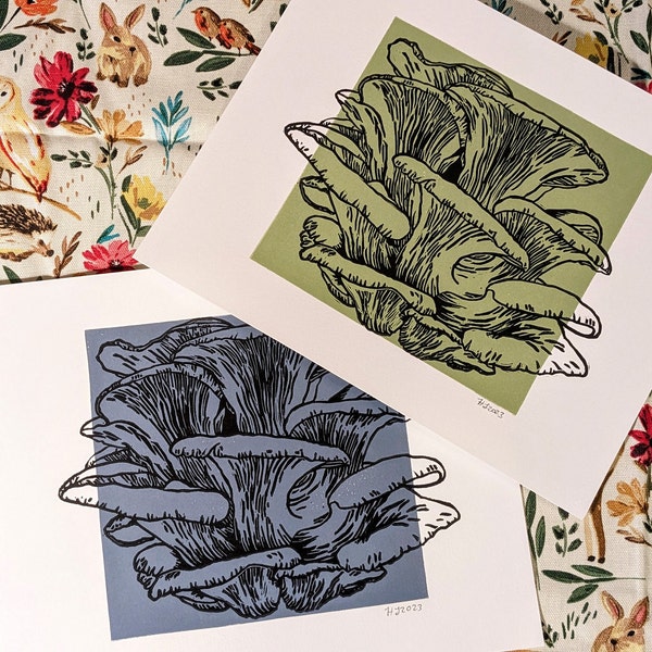 Mushroom Linocut Print