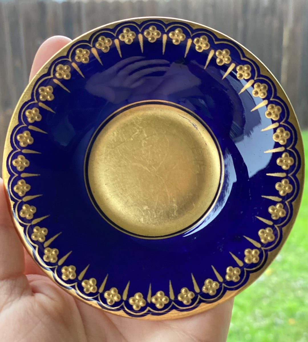 Blue and Gold Tea Cup With Small Plate Etsy