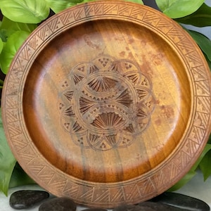 Vintage Wood Lotus Flower Plate Made in Vienna