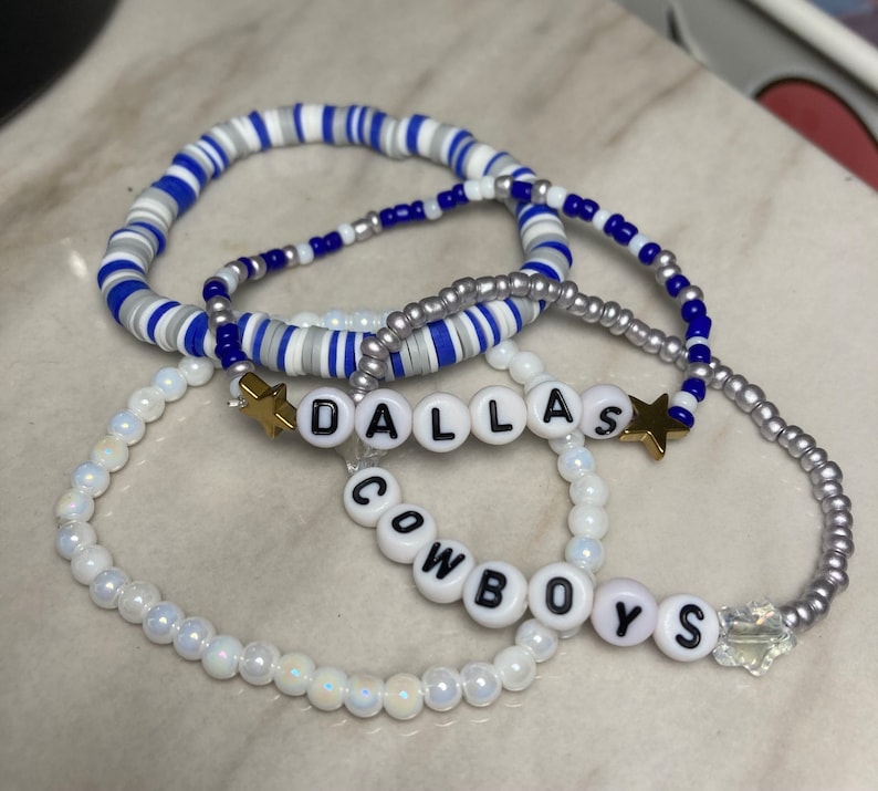 Dallas Cowboys Stack Set of Handmade Clay Heishi Bead Football