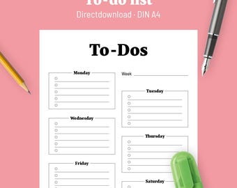 Lista de tareas imprimible (en inglés) – Lista de tareas en PDF – Lista de verificación minimalista para la vida diaria y el trabajo