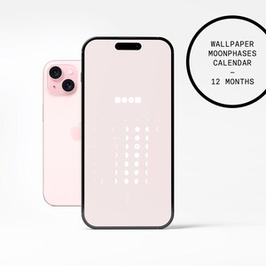 MOON moon phases wallpaper 2024 - lunar calendar for iPhones and smartphones - iPhone 15 pink