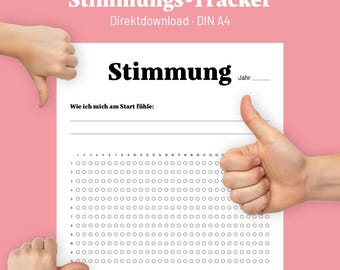 Printable Mood Tracker (German) – Mood Tracker PDF – Mindfulness & Self-Reflection