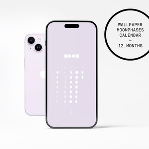 MOON moon phases wallpaper 2024 - lunar calendar for iPhones and smartphones - iPhone 14 Purple