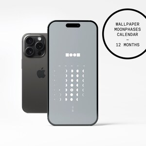 MOON moon phases wallpaper 2024 - lunar calendar for iPhones and smartphones - Classic gray