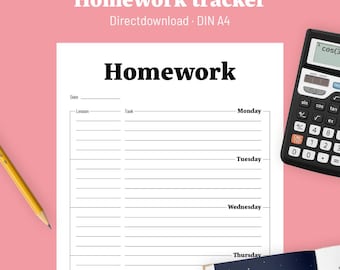 Planificador de tareas imprimible (inglés) – Planificador de estudios en PDF – Planificador escolar semanal – Para niños y estudiantes