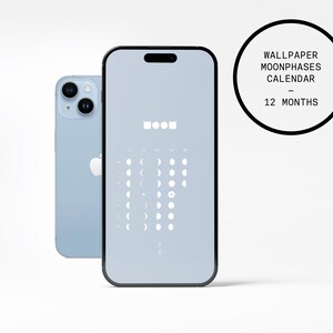 MOON moon phases wallpaper 2024 - lunar calendar for iPhones and smartphones - iPhone 14 Blue