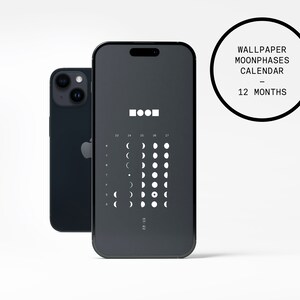 MOON moon phases wallpaper 2024 - lunar calendar for iPhones and smartphones - iPhone 14 Midnight