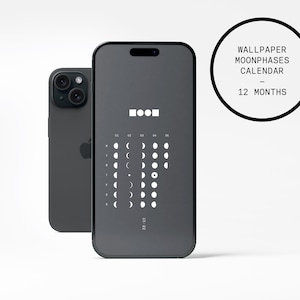 MOON moon phases wallpaper 2024 - lunar calendar for iPhones and smartphones - iPhone 15 Black
