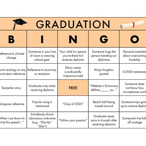 6 afstudeerbingokaarten voor afstudeerceremonies - een leuk spel om tijdens het begin met familie en vrienden te spelen