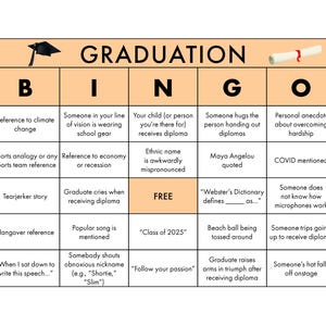 4 afstudeerbingokaarten voor afstudeerceremonies - een leuk spel om tijdens het begin met familie en vrienden te spelen