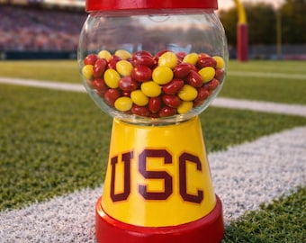 USC Trojan Football Candy Dish, Cardinal Gold Hand-Painted Home Decor