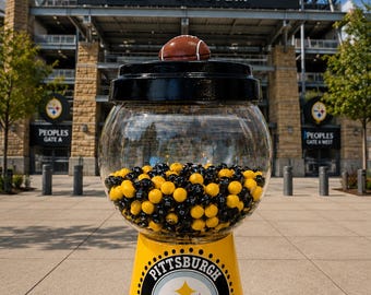 Pittsburgh Steelers Candy Dish, Black and Gold Hand-Painted Home Decor