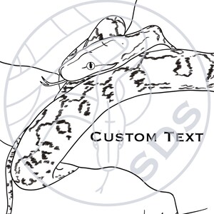 Custom Super Dwarf Reticulated Python Snake Coiled Line Art Digital Art Print Reptile Design for Wall Decor T-Shirts Decals Stickers Gifts