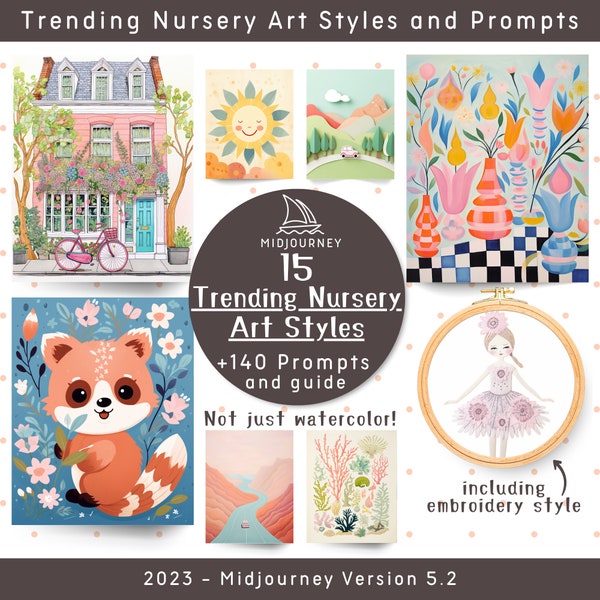 Midjourney Prompts for Nursery Art, 15 Art Styles, Nursery Style Art, Best Styles for Nursery Art Prints, Nursery Prompts, Baby Prompts