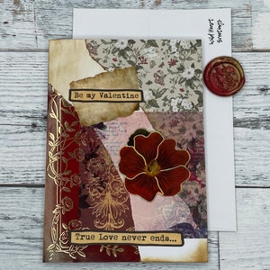 Cartão Be My Valentine, cartão de aniversário exclusivo inspirado em vintage, primeiro aniversário, aniversário de papel de jornal indesejado, dia dos namorados para ela