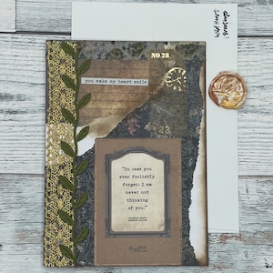 Biglietto di anniversario romantico, biglietto di giornale spazzatura di ispirazione vintage fatto a mano, biglietto unico per il primo anniversario, primo anniversario di carta tradizionale