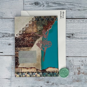 Cartão de aniversário, cartão de aniversário exclusivo, cartão de aniversário estilo diário de lixo artesanal inspirado no vintage, aniversário para dançarina, aniversário para menina