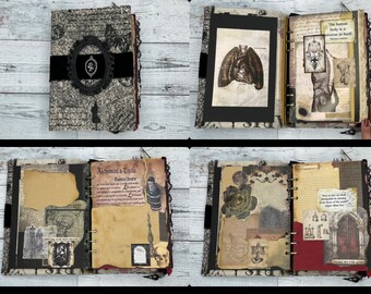 Junk-Tagebuch mit Gothic-Anatomie-Thema, dunkles Magie-Tagebuch, funktionelles Junk-Tagebuch, Buch der Schatten, Tagebuch, Junk-Kunstbuch, Mixed-Media-Tagebuch