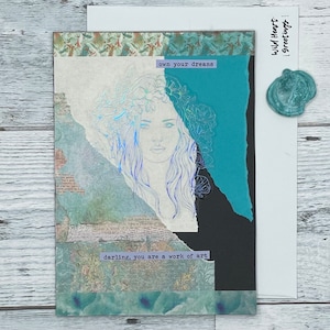 Cartão feito à mão, cartão exclusivo, inspirado no vintage, estilo junk journal, pensando em você, cartão comemorativo, só porque cartão, só porque presente
