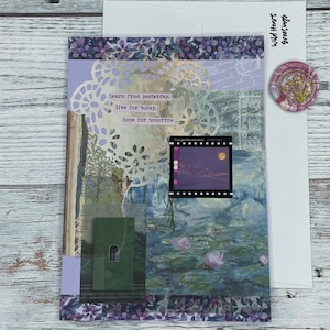 Cartão de aniversário para mulheres, cartão de aniversário exclusivo, aniversário inspirado no vintage, estilo diário de lixo, cartão de aniversário feito à mão, cartão de comemoração