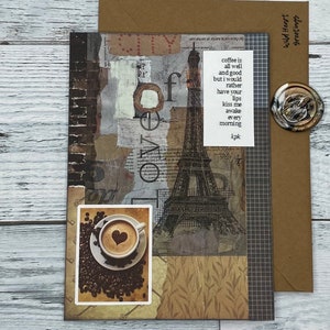 Cartão de aniversário, cartão de diário de lixo inspirado em vintage feito à mão, cartão de aniversário exclusivo, primeiro aniversário, aniversário de papel, amante de café