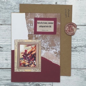 Herfstkaart, handgemaakte kaart, vintage geïnspireerd, junkjournal-stijl, herfstkaart, zomaar cadeau, gewoon omdat kaart, vriendschapskaart