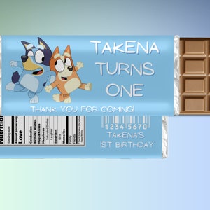 Bluey Chocolate Wrapper Editable Canva Template for Aldi Bars Instant Download Boys and Girls Party favour Custom Printable Wrapper