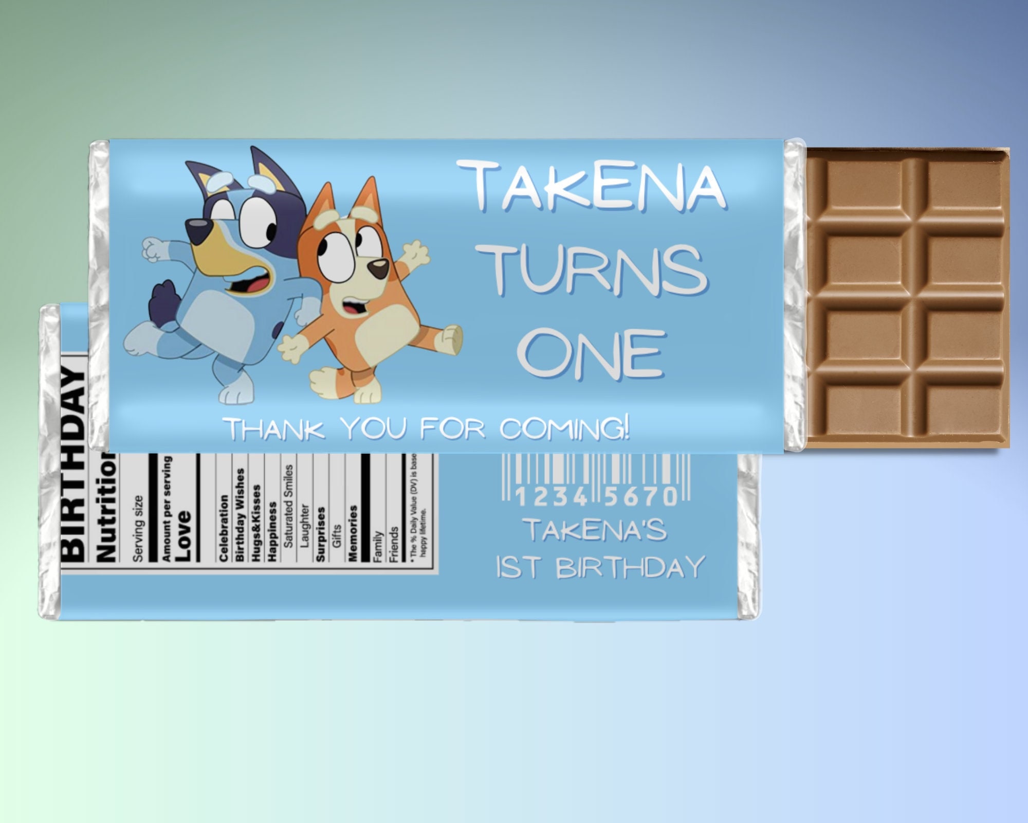 Bluey Chocolate Wrapper Editable Canva Template for Aldi Bars Instant Download Boys and Girls Party favour Custom Printable Wrapper